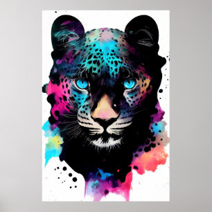 Leopard Wild Nature Animal Color Art Painting Poster