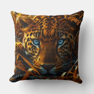 Leopard with blue eyes cushion