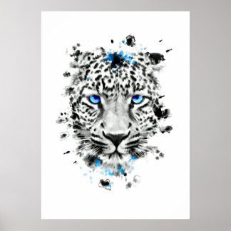 Leopard with blue eyes poster
