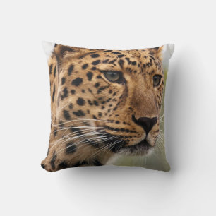 Leopard with Piercing Green Eyes Cushion