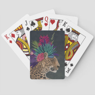 Leopard with Tropical Headpiece Playing Cards