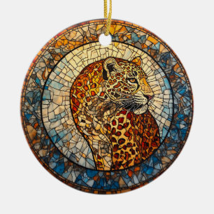 Leopard with Warm and Cool Tones Ceramic Ornament