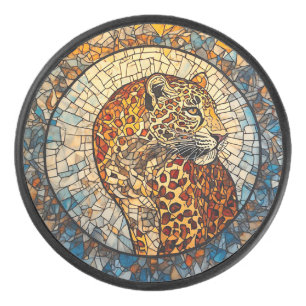 Leopard with Warm and Cool Tones Hockey Puck