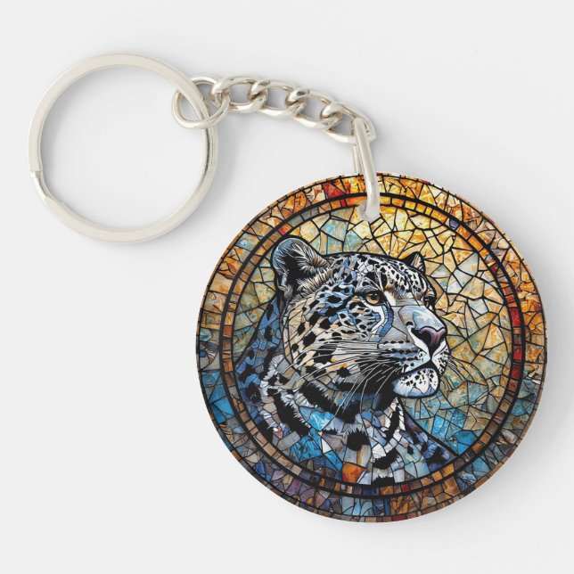 Leopard with Warm and Cool Tones Key Ring (Front)