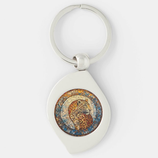 Leopard with Warm and Cool Tones Key Ring (Front)