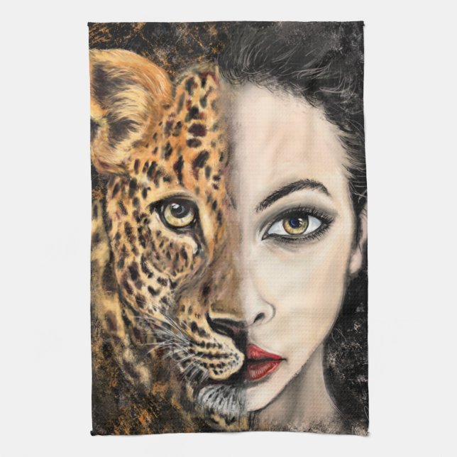 Leopard Woman Kitchen Towel (Vertical)