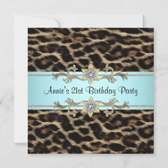 Leopard Womans 21st Birthday Party Invitation (Front)