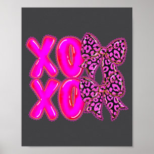 Leopard Xoxo Coquette Bow Hearts Valentine's Day W Poster