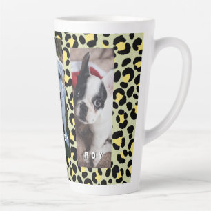 Leopard Yellow Black 3 Pet Photo Latte Mug