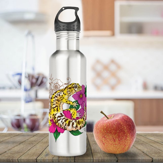 Leopard Yellow Gecko Green 710 Ml Water Bottle (Creator Uploaded)