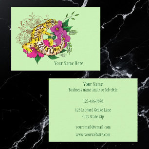 Leopard Yellow Gecko Green Business Card