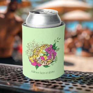 Leopard Yellow Gecko Green Can Cooler