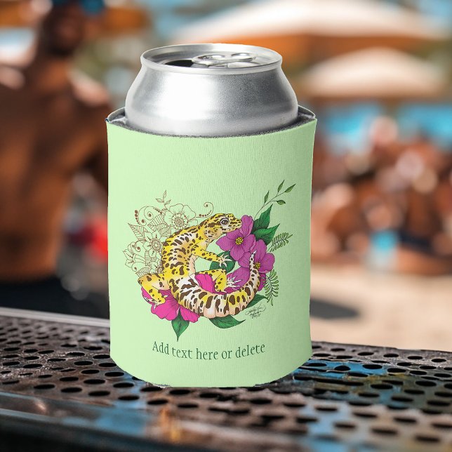 Leopard Yellow Gecko Green Can Cooler (Creator Uploaded)