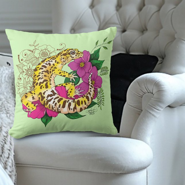 Leopard Yellow Gecko Green Cushion (Creator Uploaded)