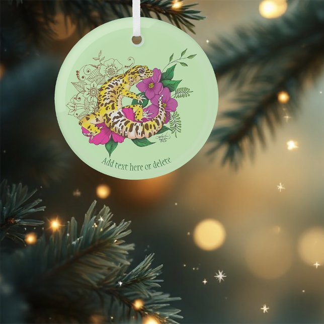 Leopard Yellow Gecko Green Glass Tree Decoration (Creator Uploaded)