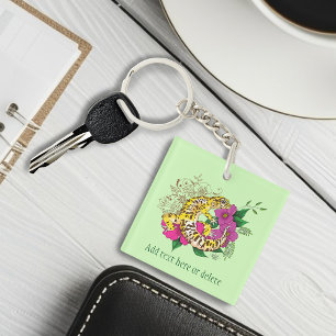 Leopard Yellow Gecko Green Key Ring