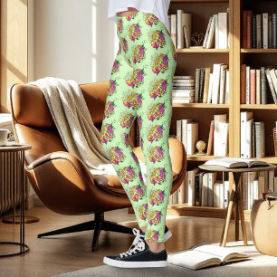 Leopard Yellow Gecko Green Leggings