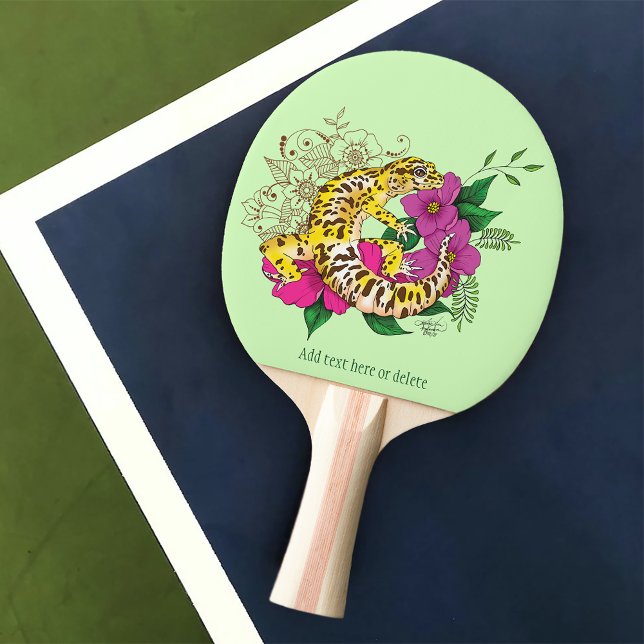 Leopard Yellow Gecko Green Ping Pong Paddle (Creator Uploaded)