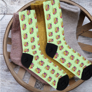 Leopard Yellow Gecko Green Socks