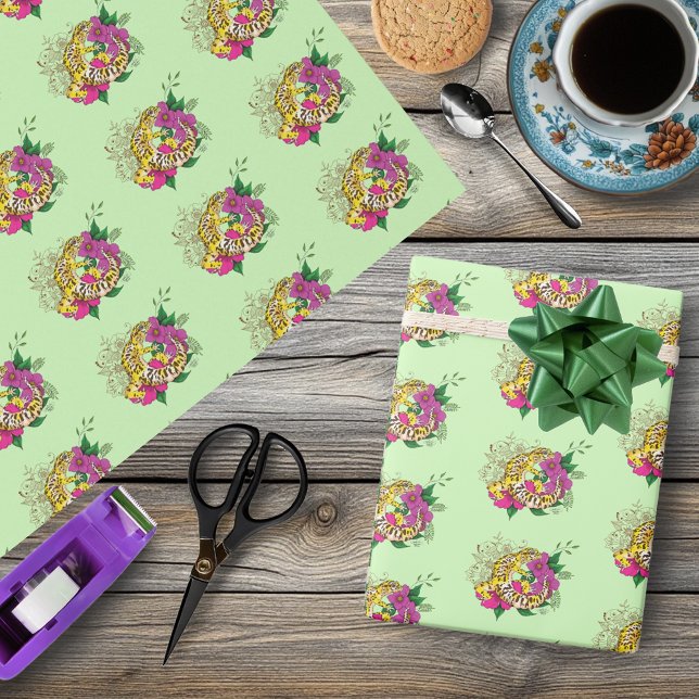 Leopard Yellow Gecko Green Wrapping Paper (Creator Uploaded)