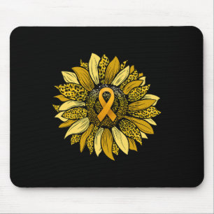 Leopard Yellow Sunflower Childhood Cancer Awarenes Mouse Pad