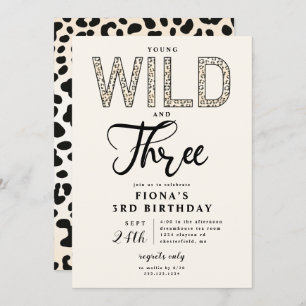Leopard Young Wild Three Birthday Invitation