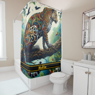 Leopard Zeal: Vibrant Jungle Patterns Shower Curtain