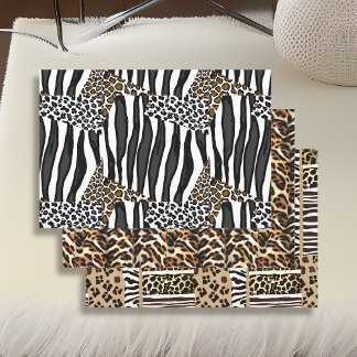 Leopard, Zebra and Giraffe Print Birthday Wrapping Paper Sheet