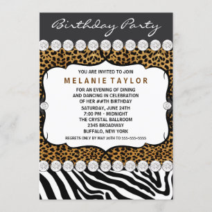 Leopard Zebra Birthday Party Invitation
