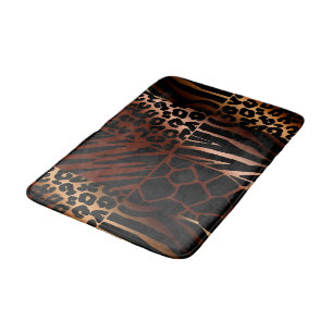 Leopard, Zebra, Giraffe, Tiger Pattern Bath Mat