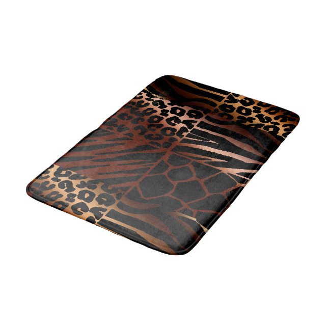 Leopard, Zebra, Giraffe, Tiger Pattern Bath Mat (Angled)