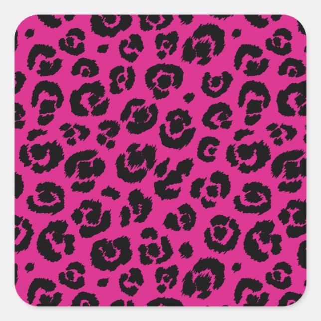 leopardpatternhotpink.png square sticker (Front)
