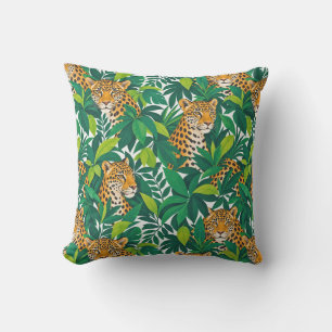 Leopards Among Lush Tropical Greenery Cushion