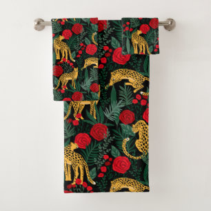Leopards and Roses Bath Towel Set