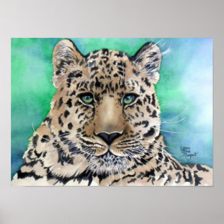 Leopard's Blue Glare Poster