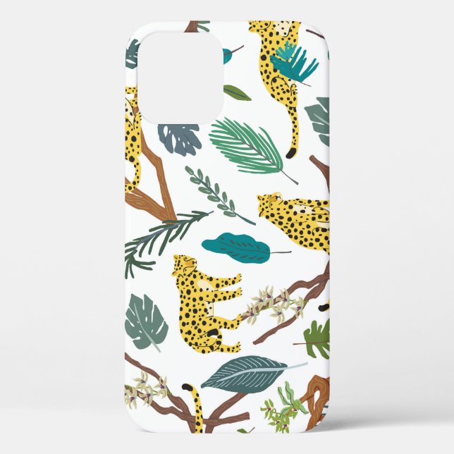Leopards in jungle, hand-drawn pattern. Case-Mate iPhone case (Back)