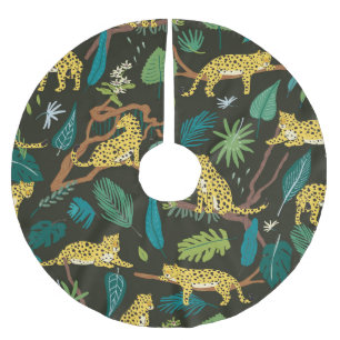 Leopards in Jungle: Vintage Wild Brushed Polyester Tree Skirt