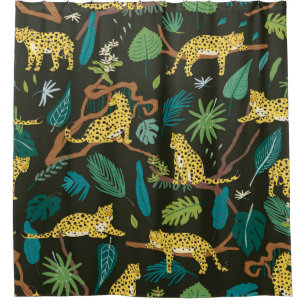 Leopards in Jungle: Vintage Wild Shower Curtain