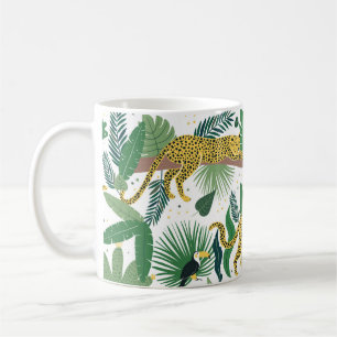 Leopards Jungle: Tropical Kids Seamless. Coffee Mug