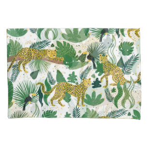 Leopards Jungle: Tropical Kids Seamless. Pillowcase