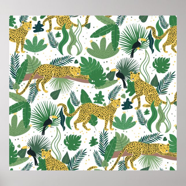 Leopards Jungle: Tropical Kids Seamless. Poster (Front)