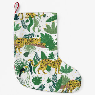 Leopards Jungle: Tropical Kids Seamless. Small Christmas Stocking