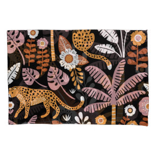 Leopards Palms Vintage Seamless Pattern Pillowcase