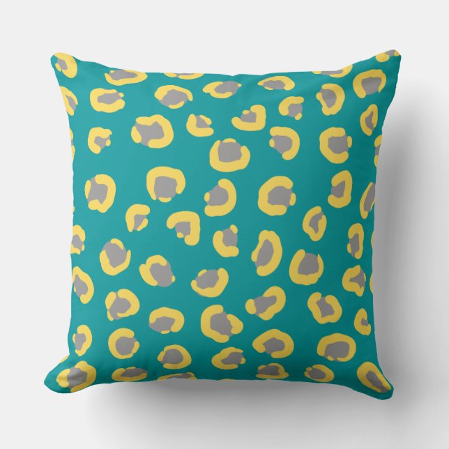 Leopared pattern colourful blue and yellow for her cushion (Front)