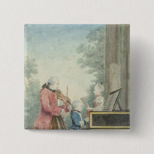 Leopold Mozart and his Children Wolfgang 15 Cm Square Badge