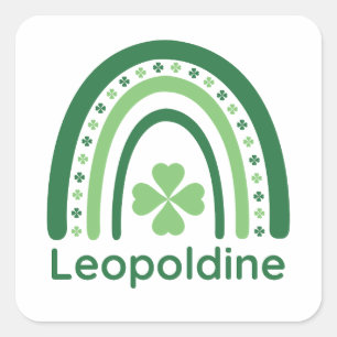 Leopoldine Name Clover Boho Rainbow Square Sticker