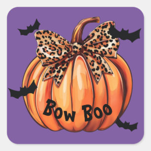 Lepard print Bow pumpkin Halloween Custom Sticker