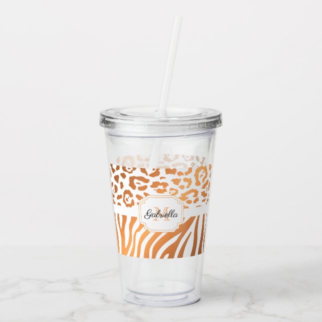 Lepard Print / Zebra Print Acrylic Tumbler (Back)