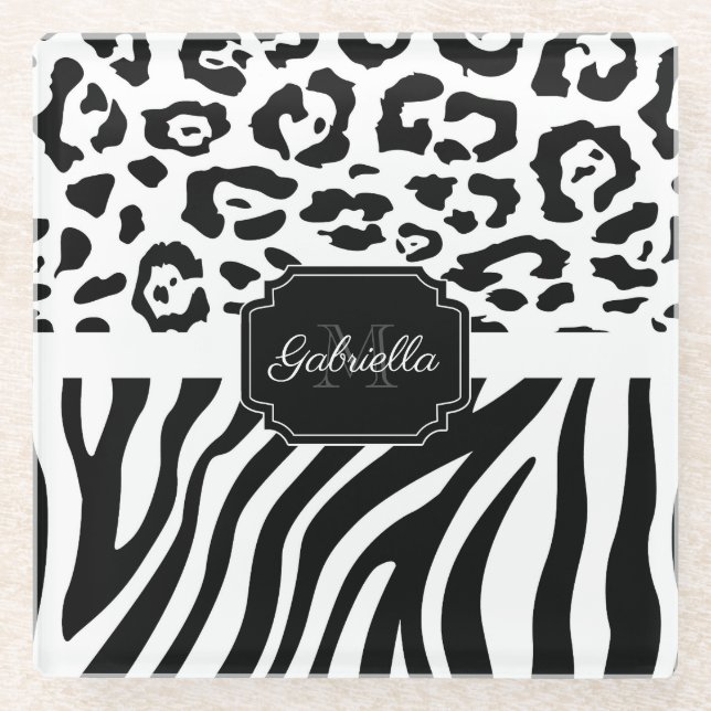 Lepard Print / Zebra Print Glass Coaster (Front)