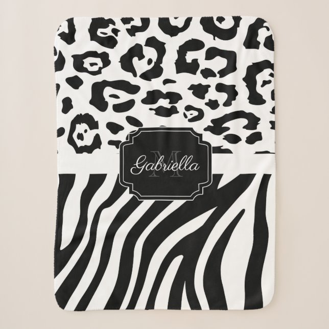 Lepard Print / Zebra Print Sherpa Blanket (Front)